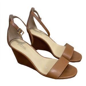 Michael Kors Women’s Size 7.5 Brown Leather Heels Ankle Strap Open Toe GUC